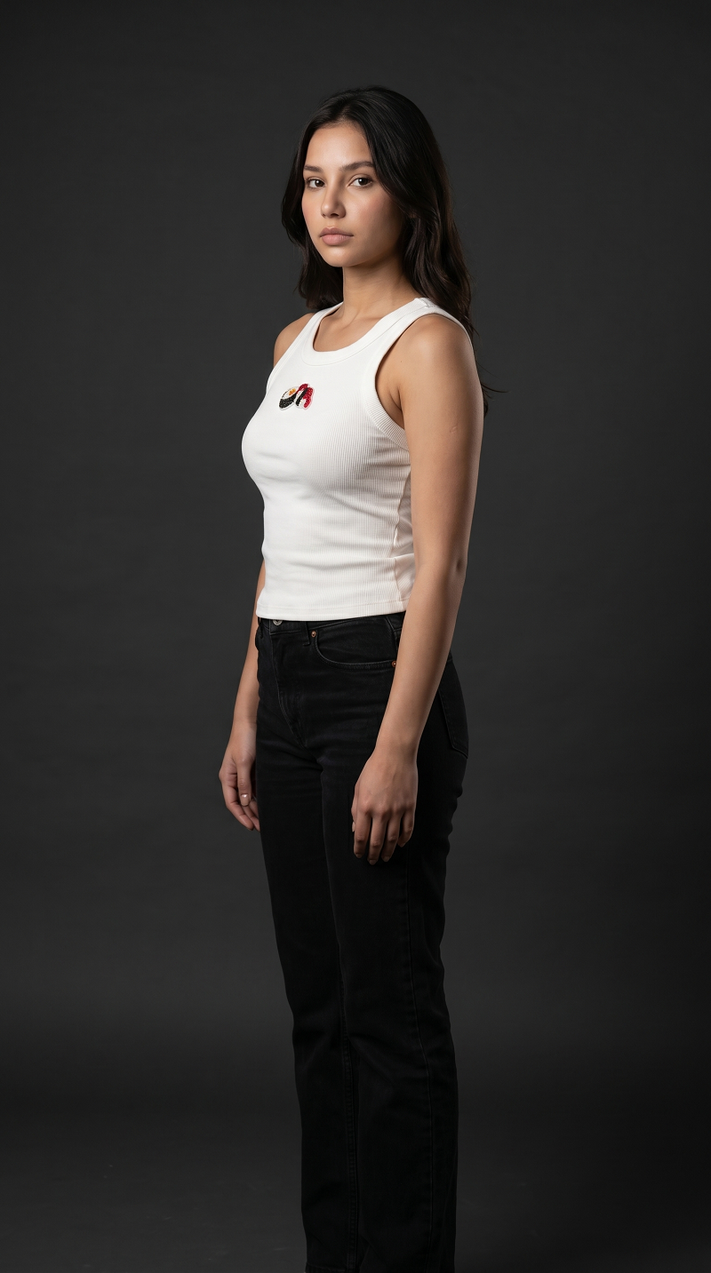Sushi embroidery tank top: