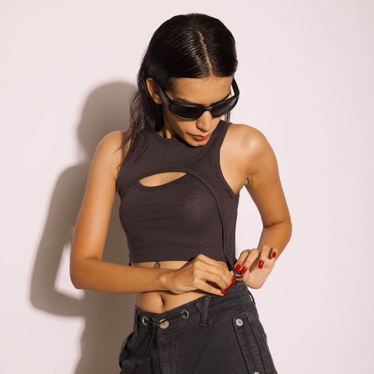 THE PULL ME UP GREY CROP TOP