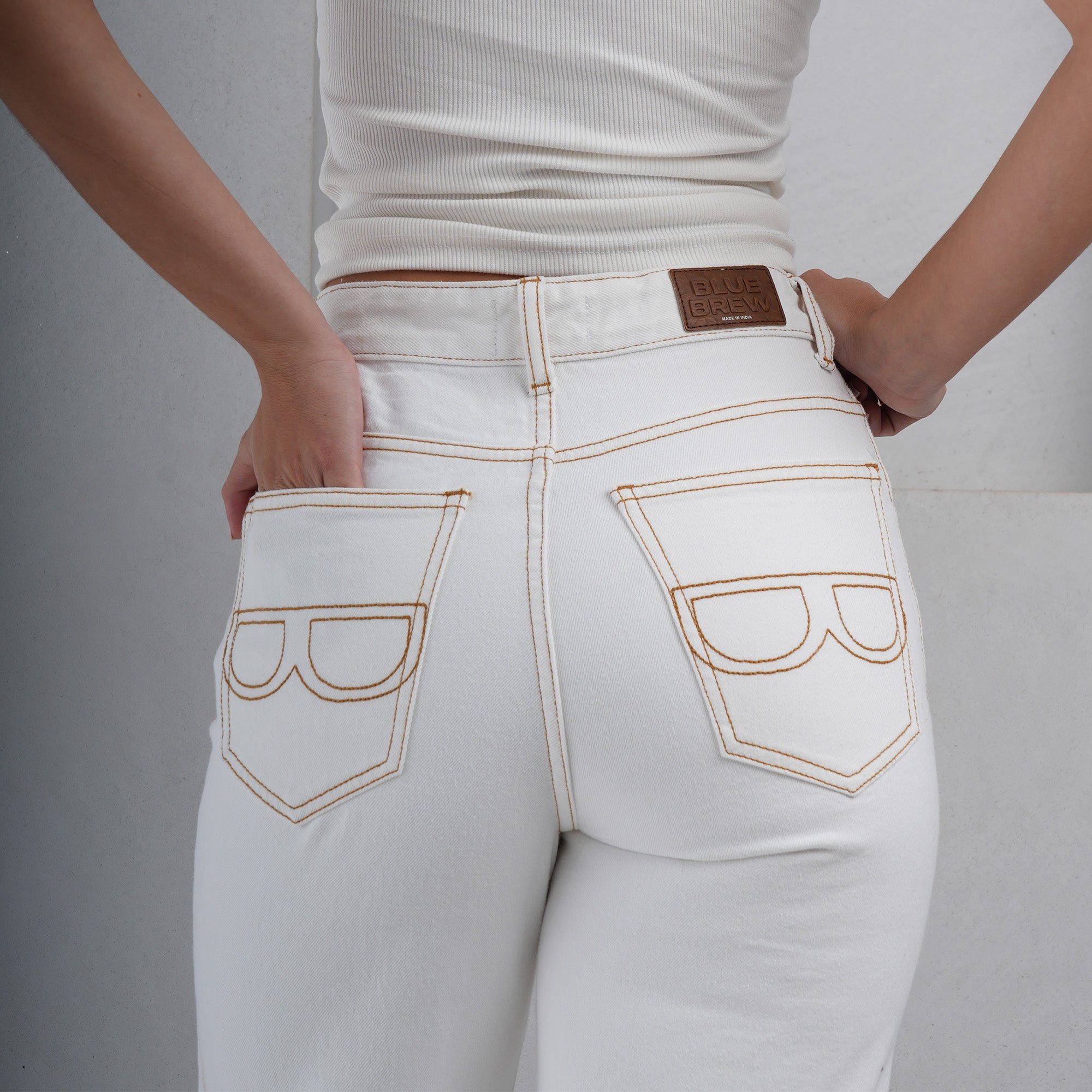 IVORY ASYMMETRIC JEANS
