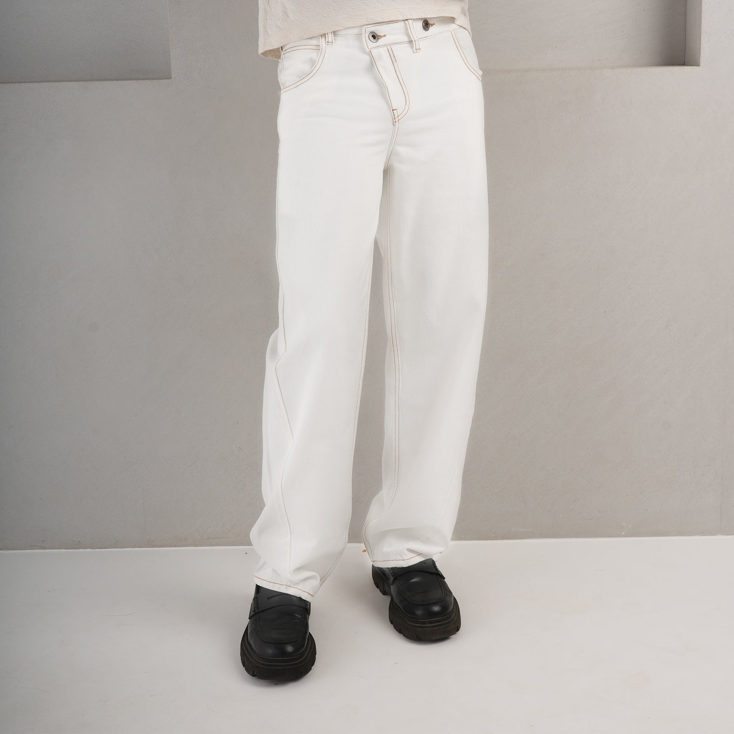 IVORY ASYMMETRIC JEANS