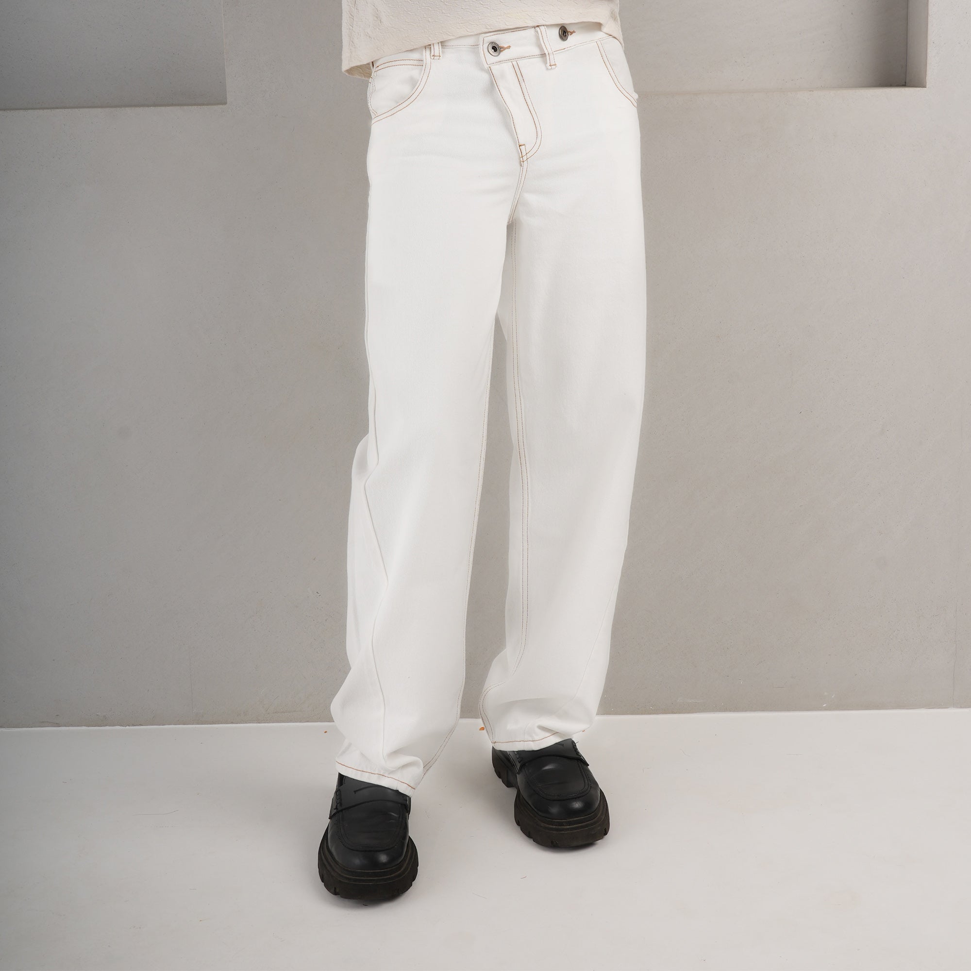 IVORY ASYMMETRIC JEANS
