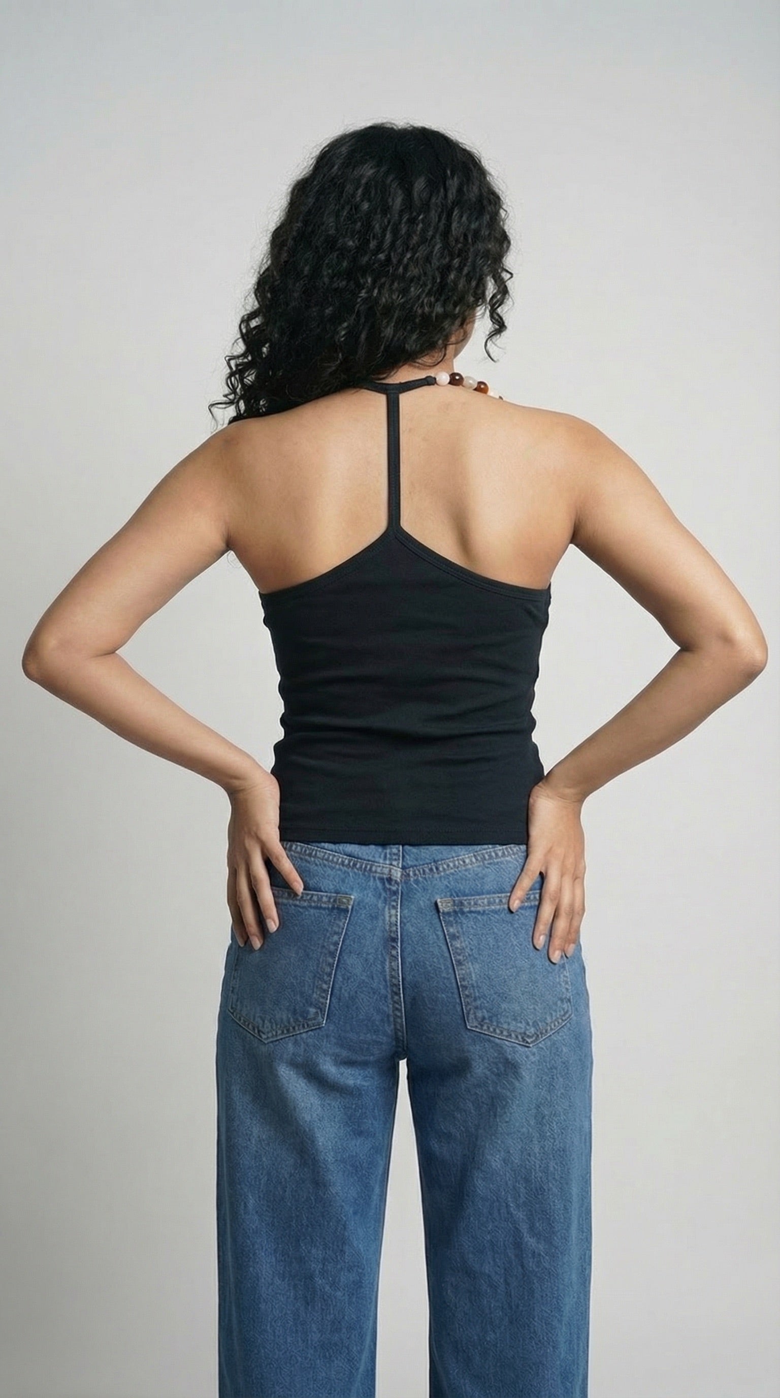 BEADED TANK TOP BLACK