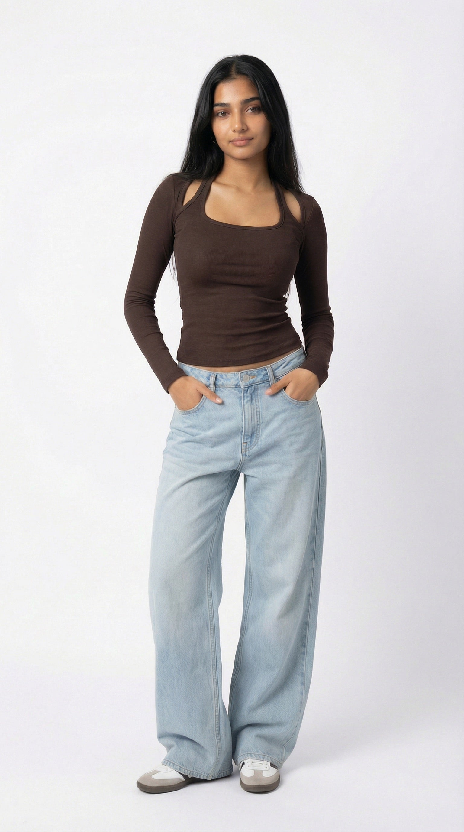 WINTER NOIR FULL SLEEVE TOP BROWN