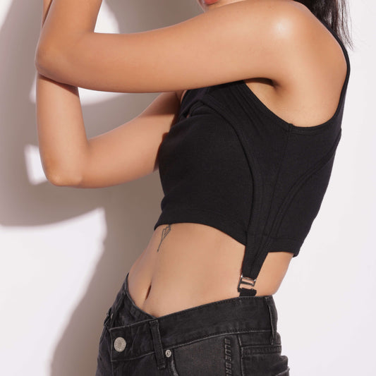 THE PULL ME UP BLACK CROP TOP