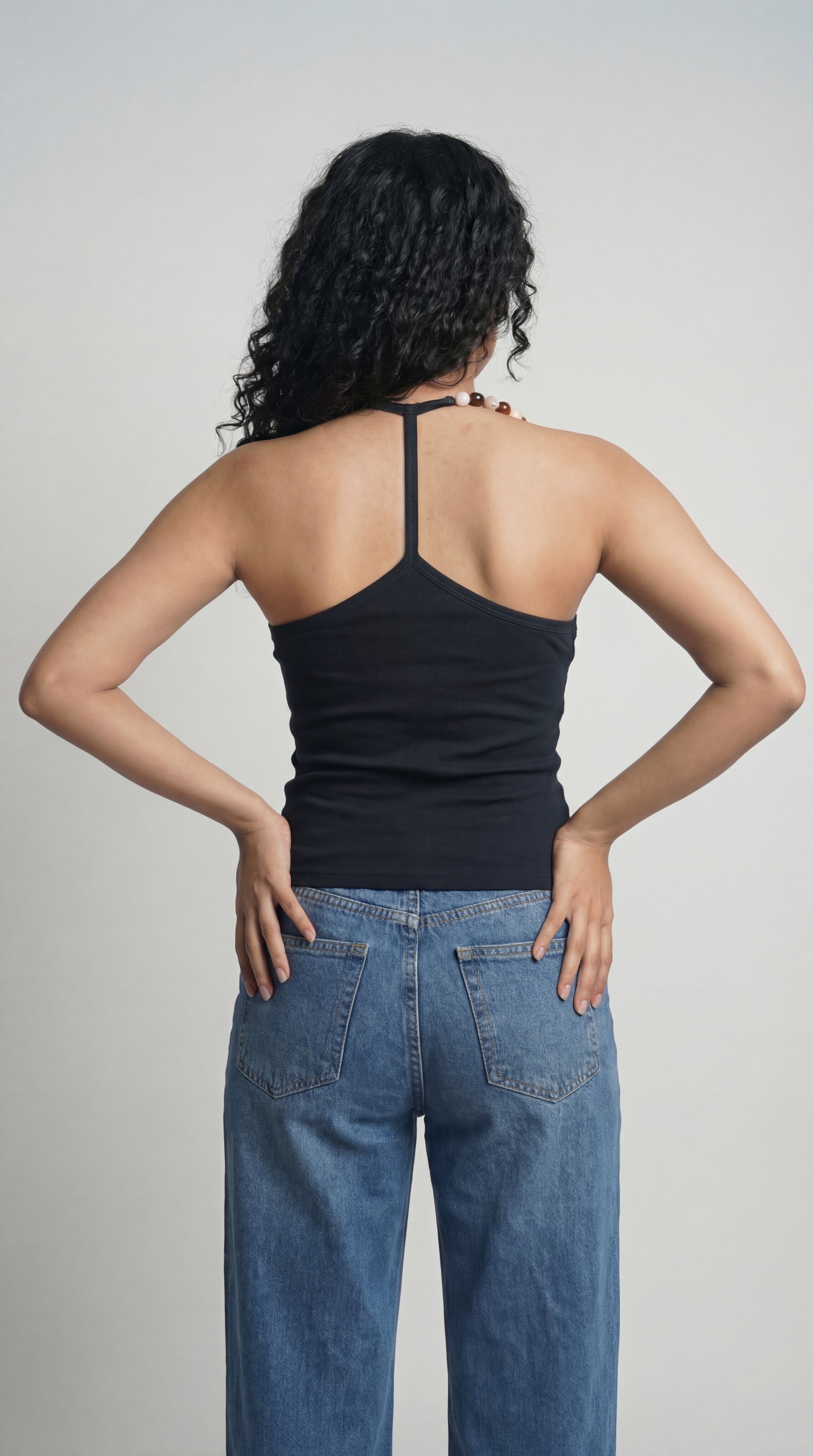 BEADED TANK TOP BLACK