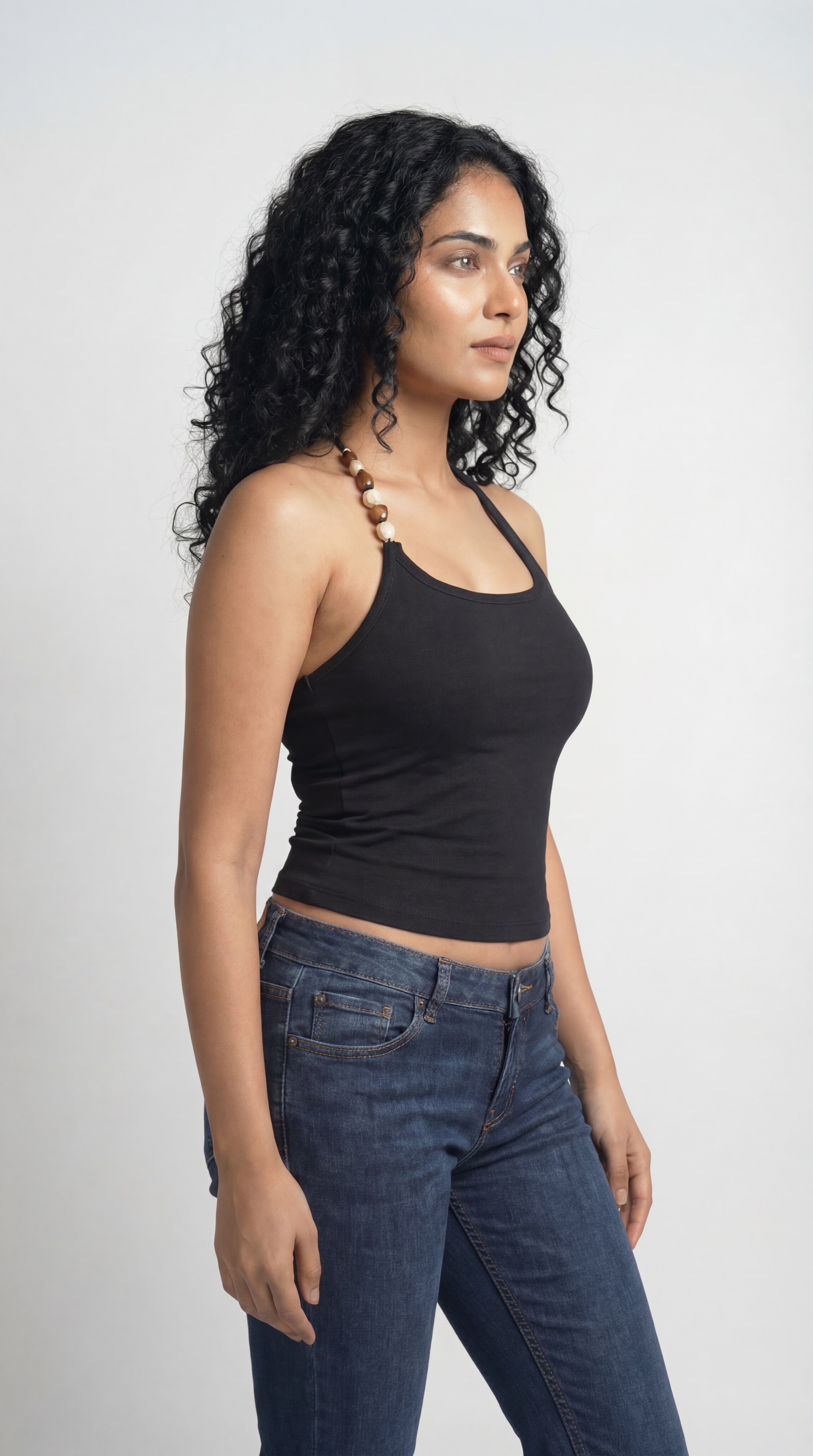 BEADED TANK TOP BLACK