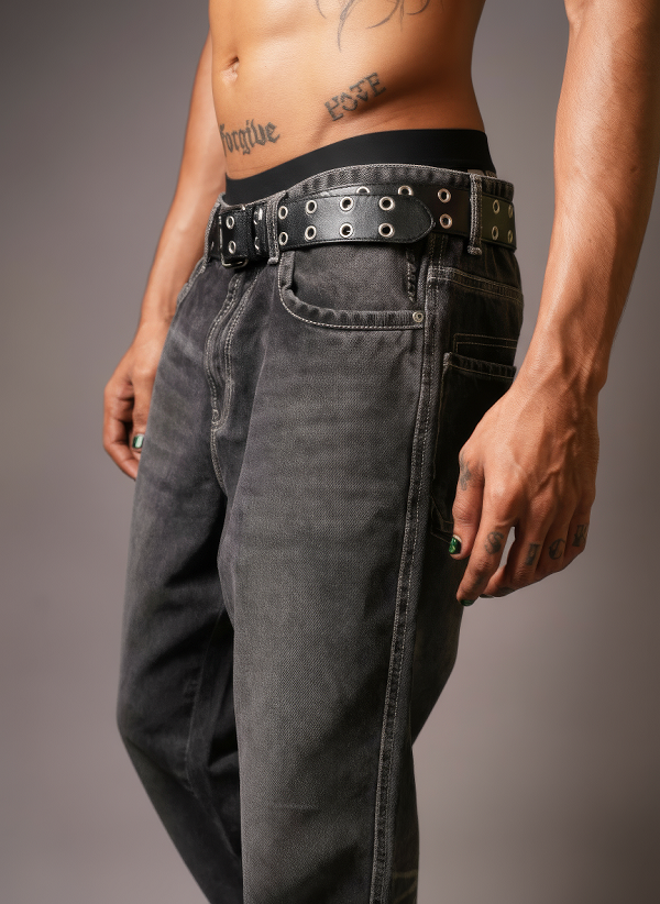 CHARCOAL STRAIGHT FIT MEN’S DENIM