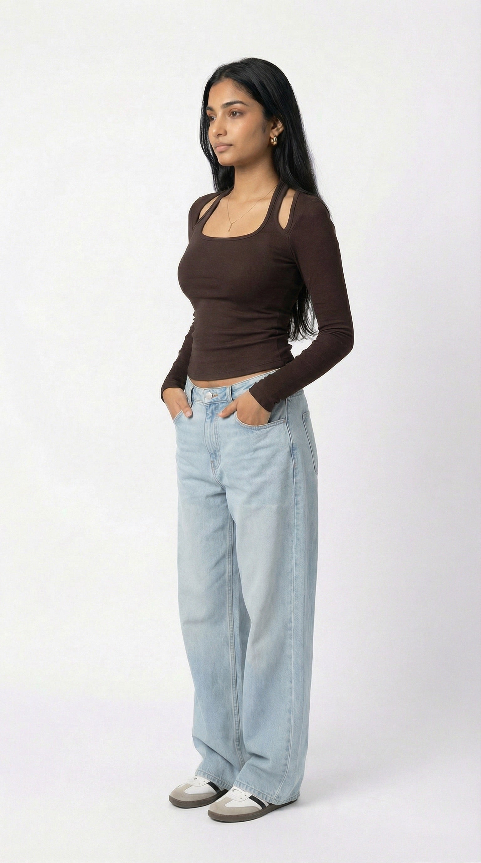 WINTER NOIR FULL SLEEVE TOP BROWN