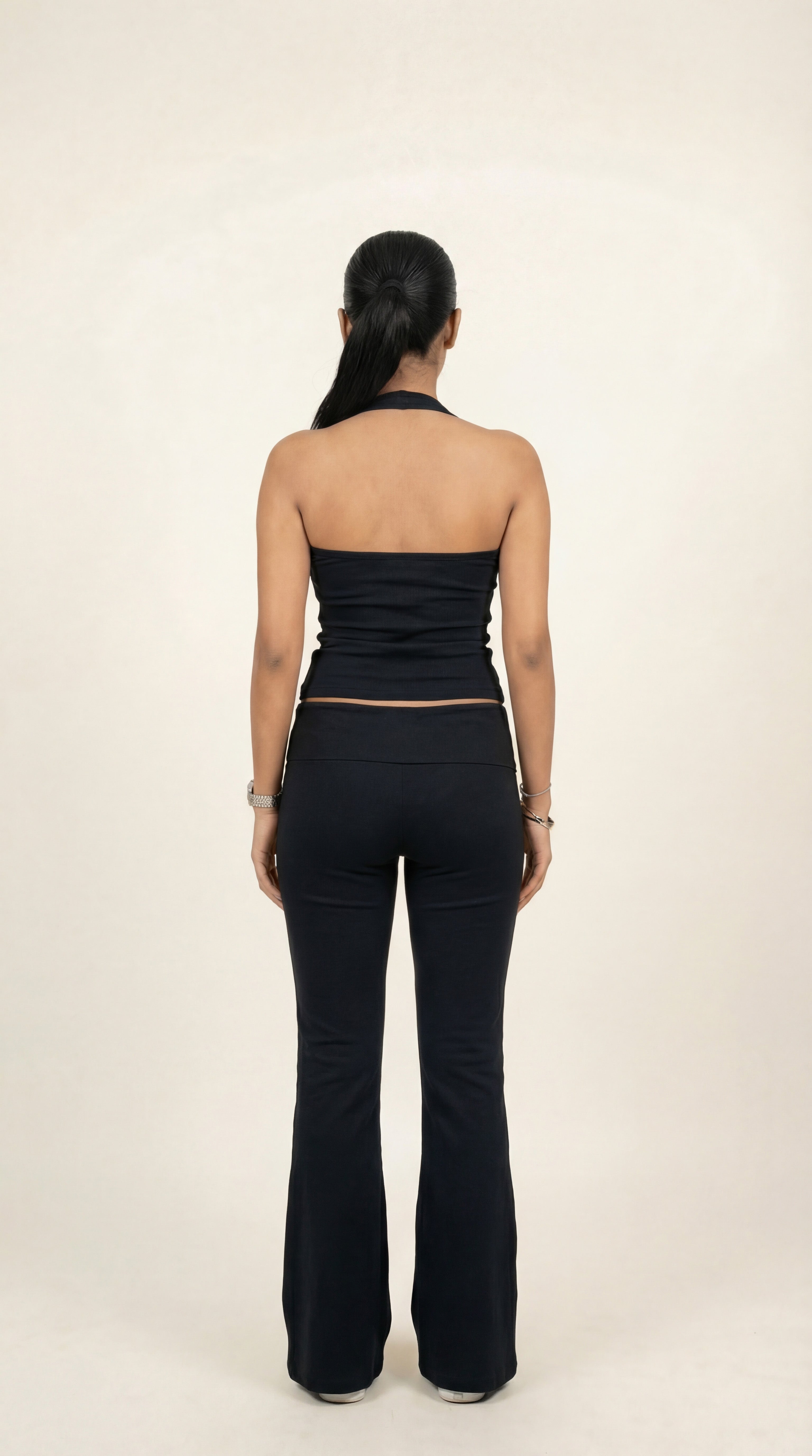 LOW WAIST FLARE PANTS BLACK