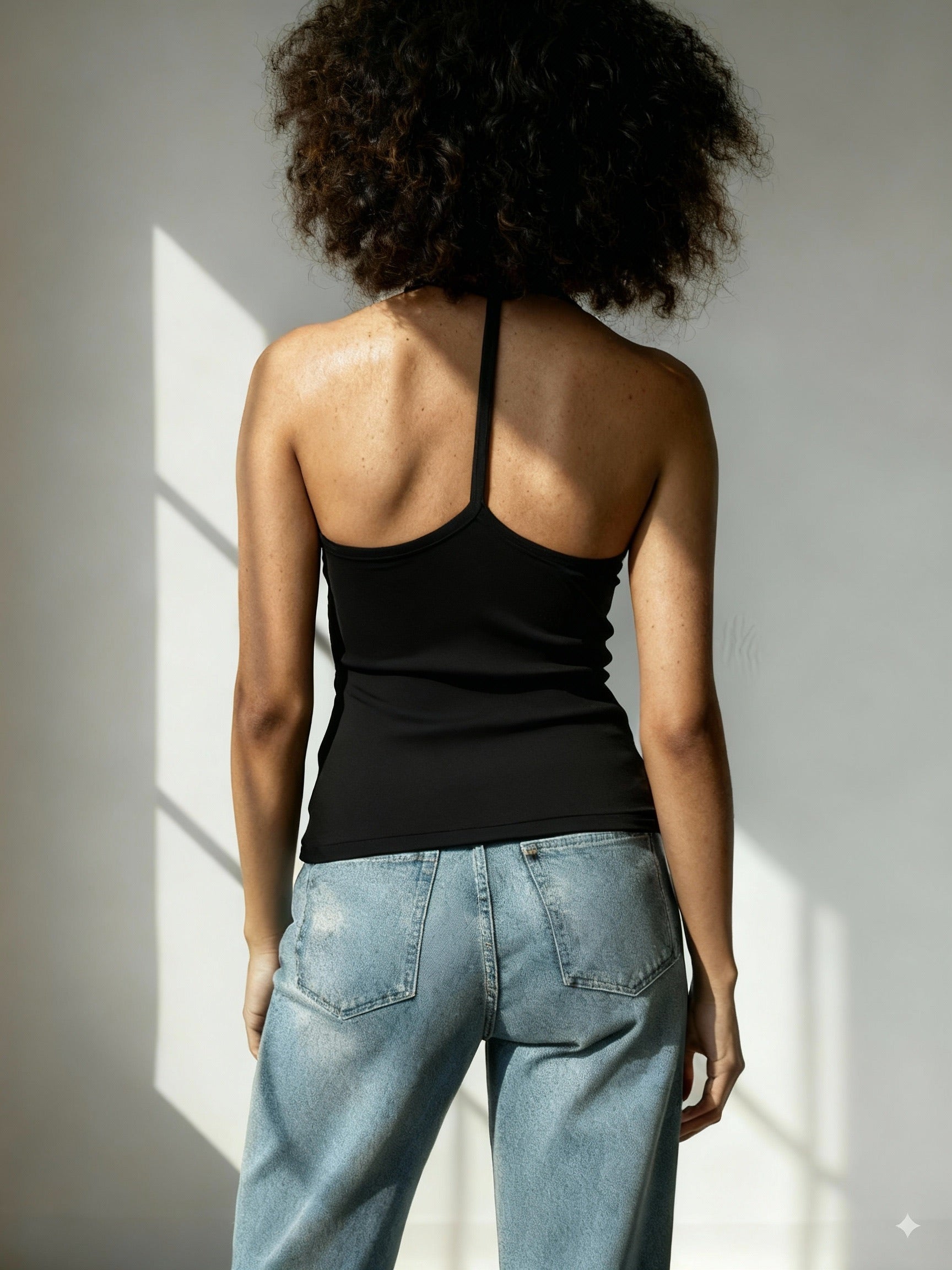 NOIR HALTER SCOOP NECK BLACK